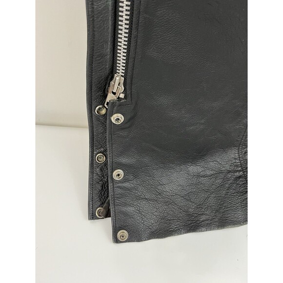 First Manufacturing Co Rally Riding Chaps FMC Black leather Biker Adj waist Med - Picture 8 of 10